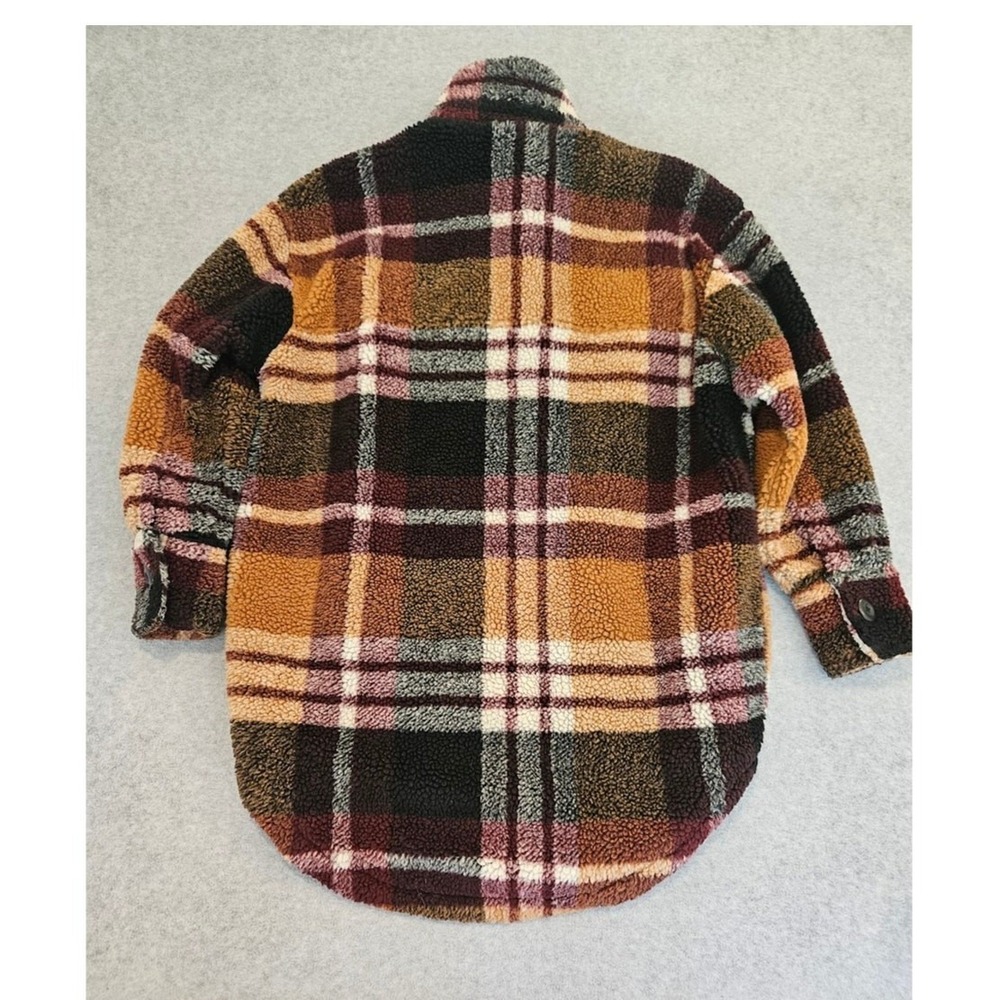 AE Sherpa Plaid Shirt Jacket Woman's Size S - Picture 3 of 10